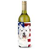 Usa American Flag With Westie Wine Bottle Beverage Insulator Beverage Insulator Hugger