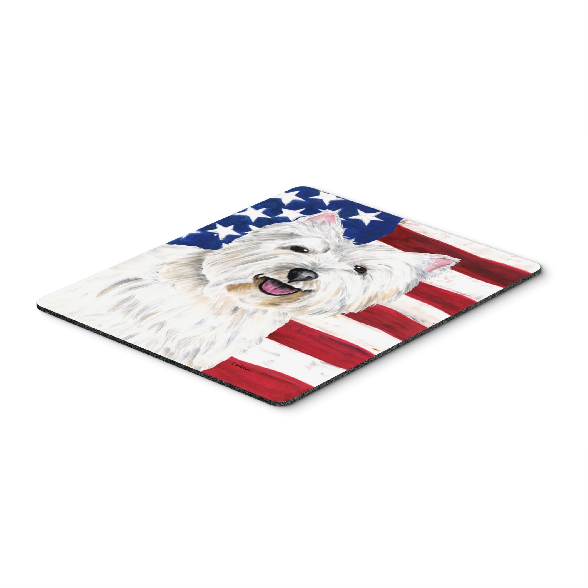 Caroline'S Treasures Mouse/Hot Pad/Trivet, Usa American Flag With Westie (Sc9008Mp)