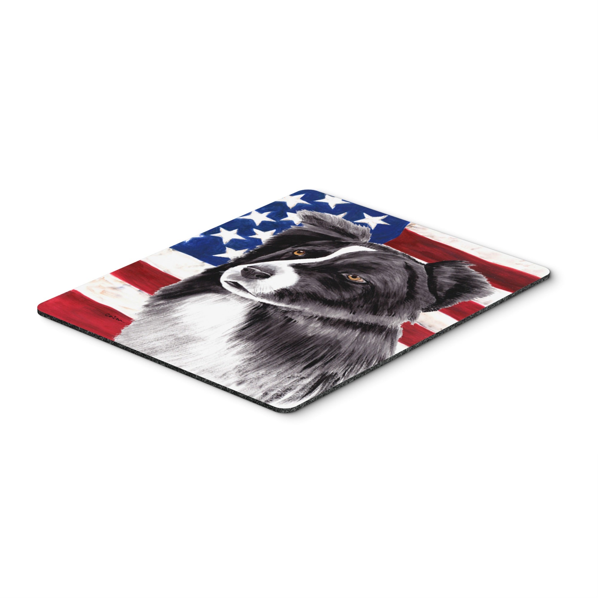 Caroline'S Treasures Mouse/Hot Pad/Trivet, Usa American Flag With Border Collie (Sc9009Mp)