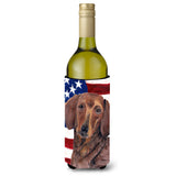 Usa American Flag With Dachshund Wine Bottle Beverage Insulator Beverage Insulator Hugger Sc9010Literk