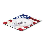 Caroline'S Treasures Mouse/Hot Pad/Trivet, Usa American Flag With Bichon Frise (Sc9014Mp)