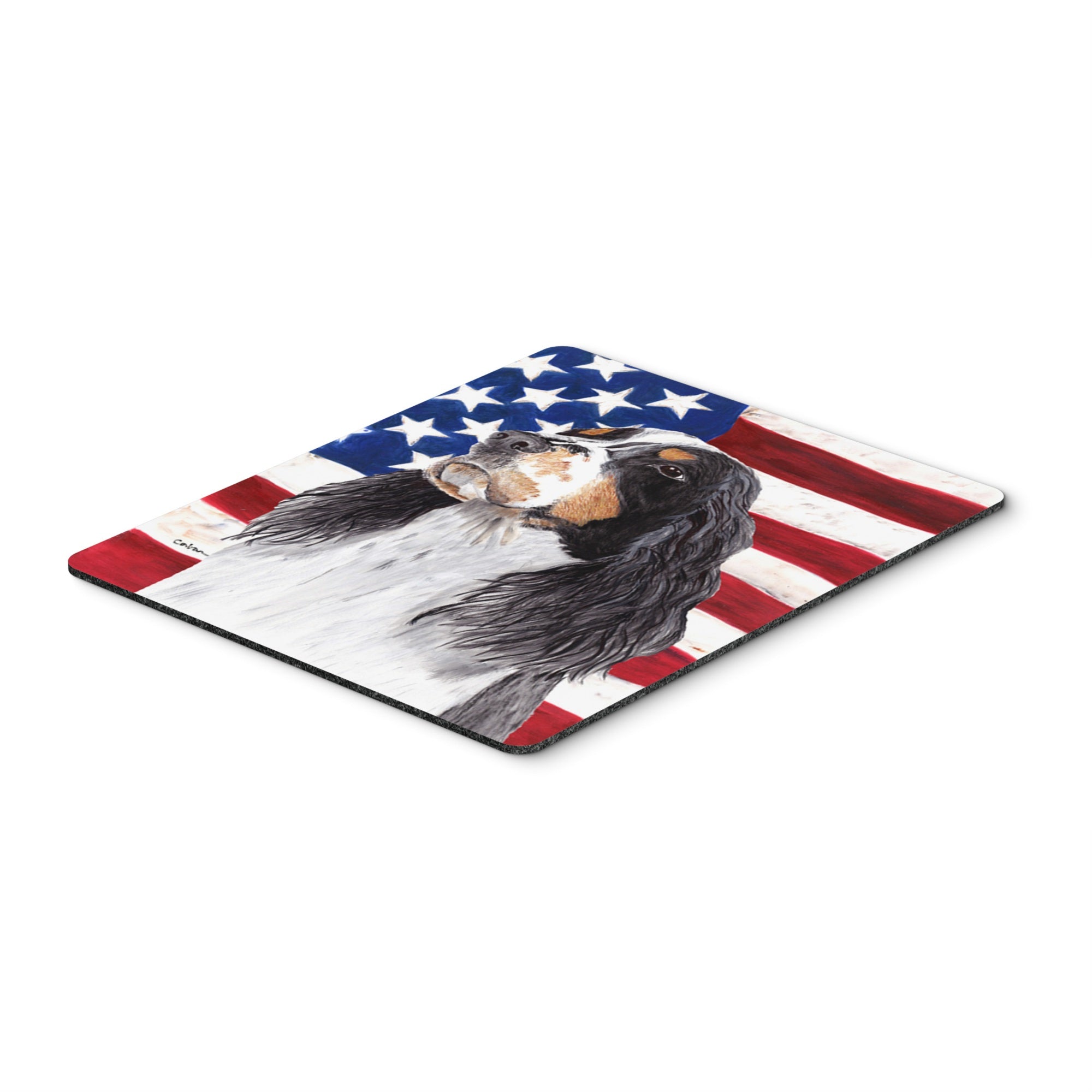 Caroline'S Treasures Mouse/Hot Pad/Trivet, Usa American Flag With Springer Spaniel (Sc9016Mp)