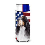 Usa American Flag With Springer Spaniel Ultra Beverage Insulators For Slim Cans Sc9016Muk