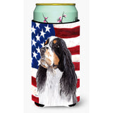 Usa American Flag With Springer Spaniel Tall Boy Beverage Insulator Beverage Insulator Hugger