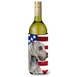 Usa American Flag With Weimaraner Wine Bottle Beverage Insulator Beverage Insulator Hugger Sc9021Literk