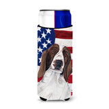 Usa American Flag With Welsh Springer Spaniel Ultra Beverage Insulators For Slim Cans Sc9024Muk