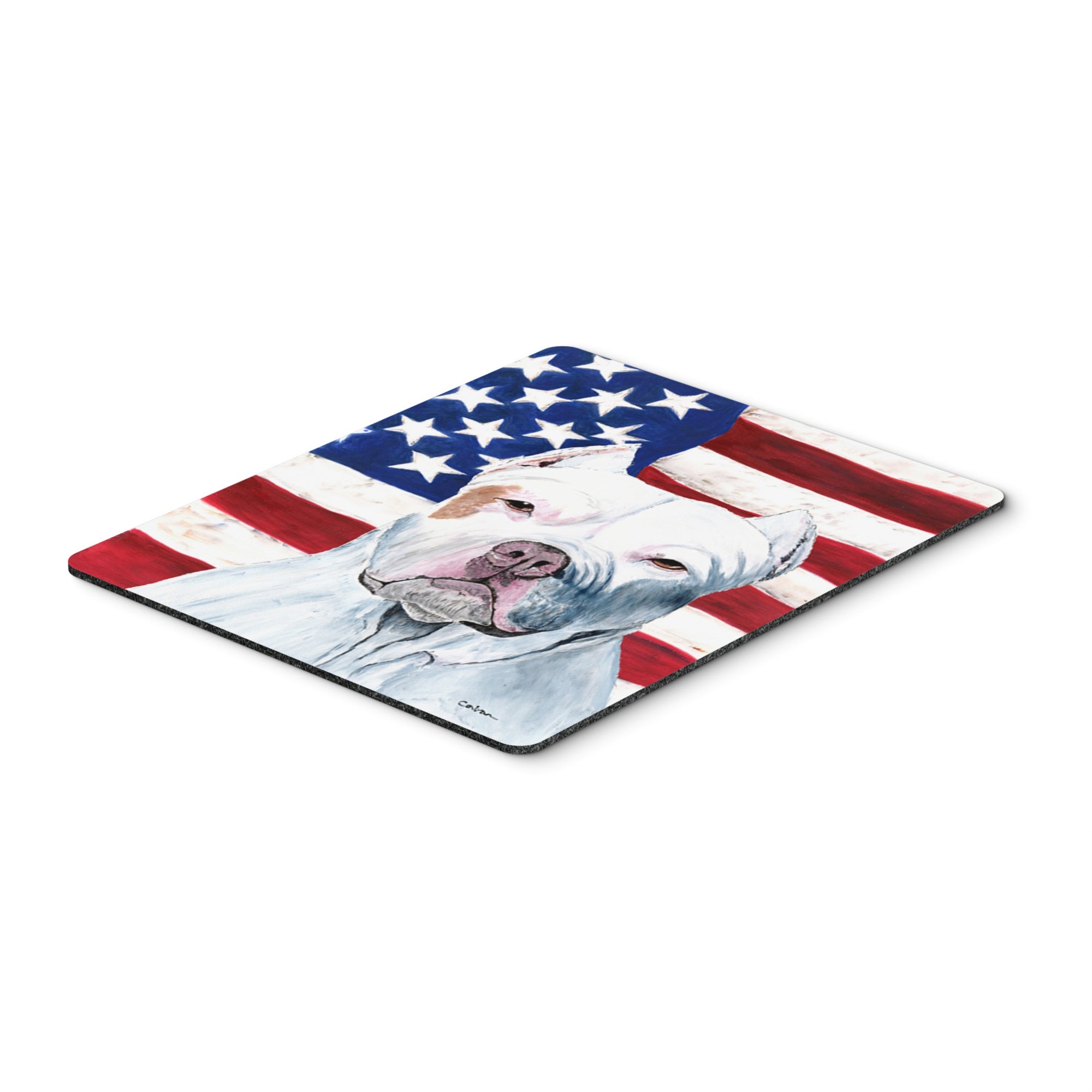 Caroline'S Treasures Mouse/Hot Pad/Trivet, Usa American Flag With Pit Bull (Sc9026Mp)