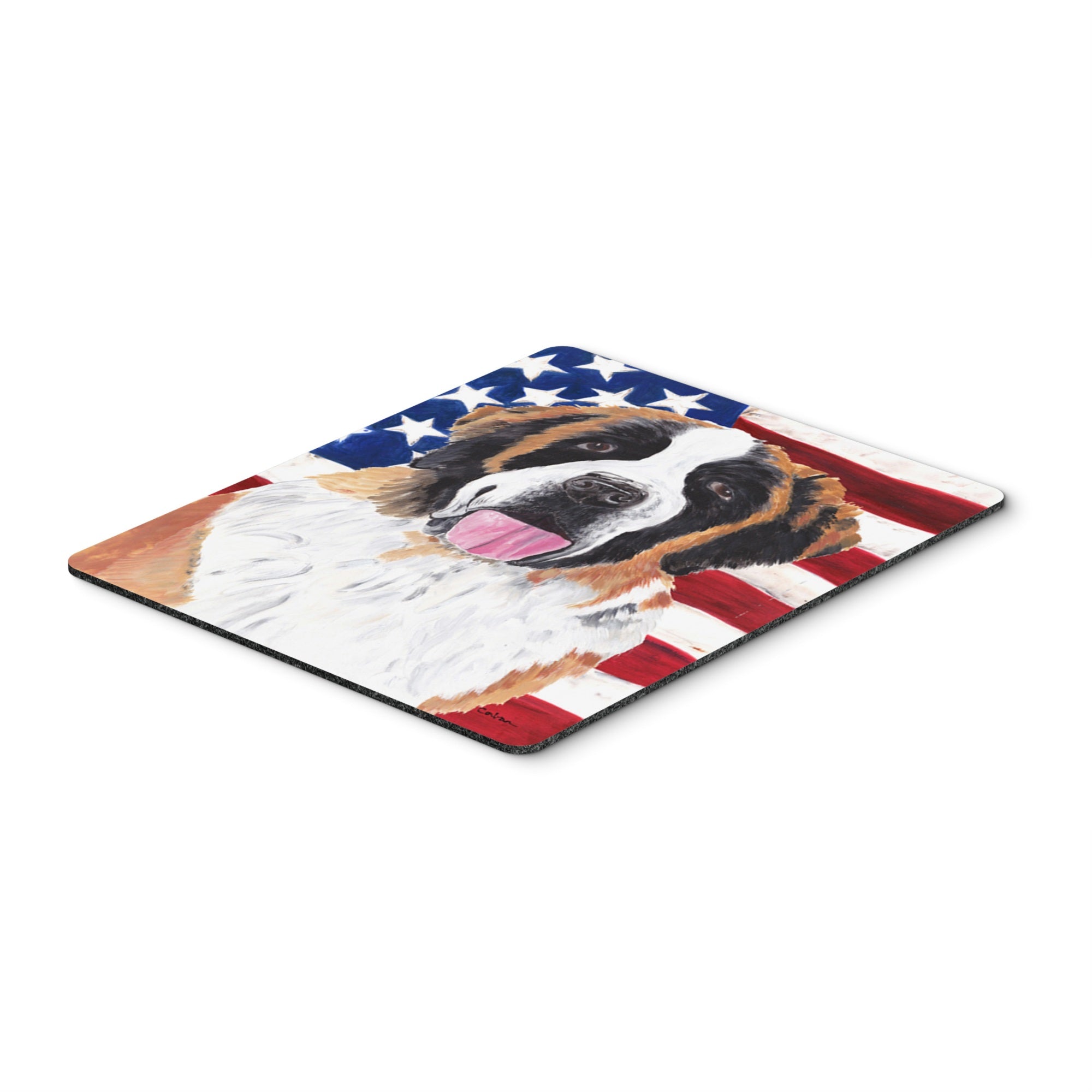 Caroline'S Treasures Mouse/Hot Pad/Trivet, Usa American Flag With Saint Bernard (Sc9027Mp)