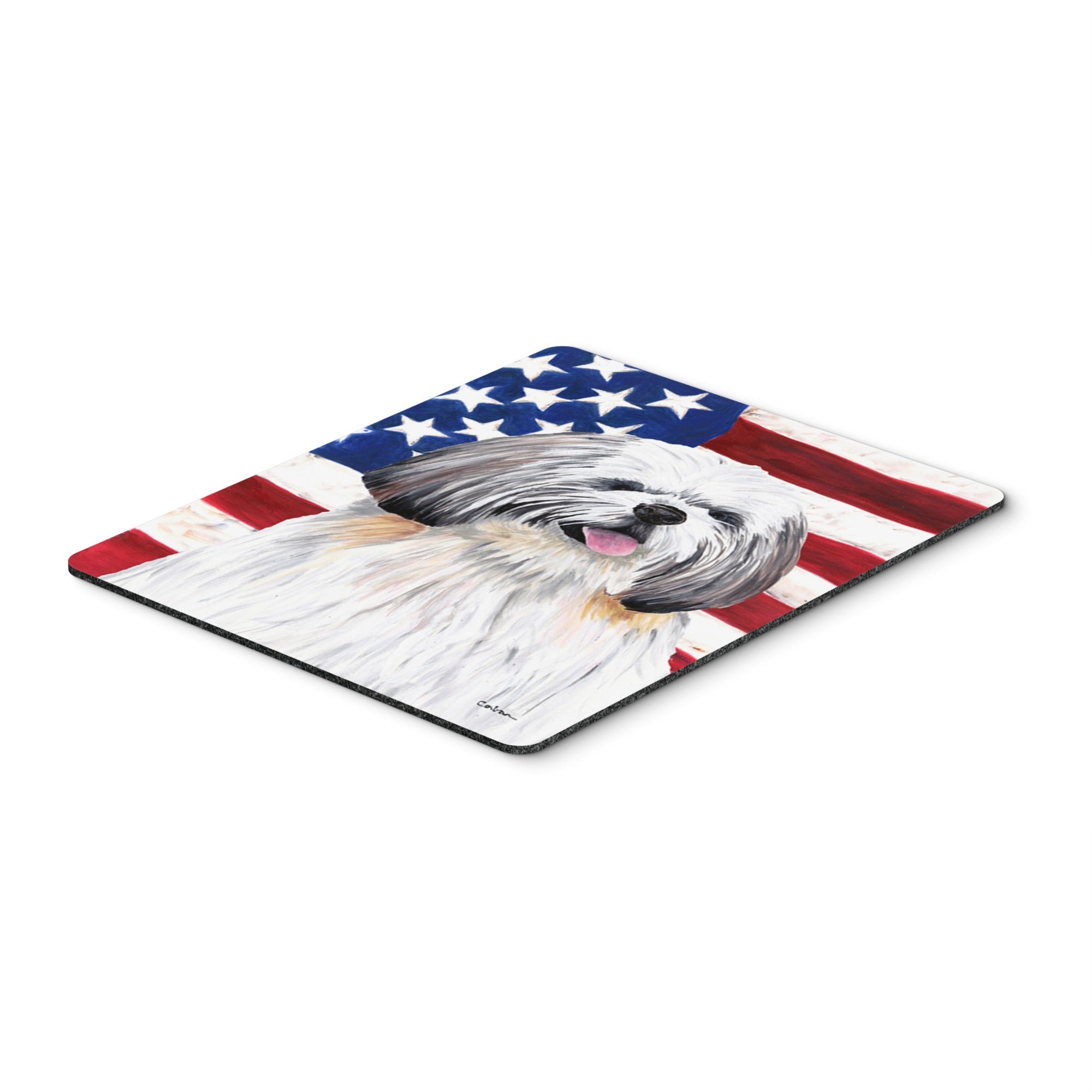 Caroline'S Treasures Mouse/Hot Pad/Trivet, Usa American Flag With Shih Tzu (Sc9028Mp)