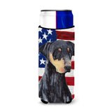 Usa American Flag With Doberman Ultra Beverage Insulators For Slim Cans Sc9030Muk