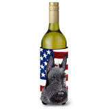 Usa American Flag With Scottish Terrier Wine Bottle Beverage Insulator Beverage Insulator Hugger