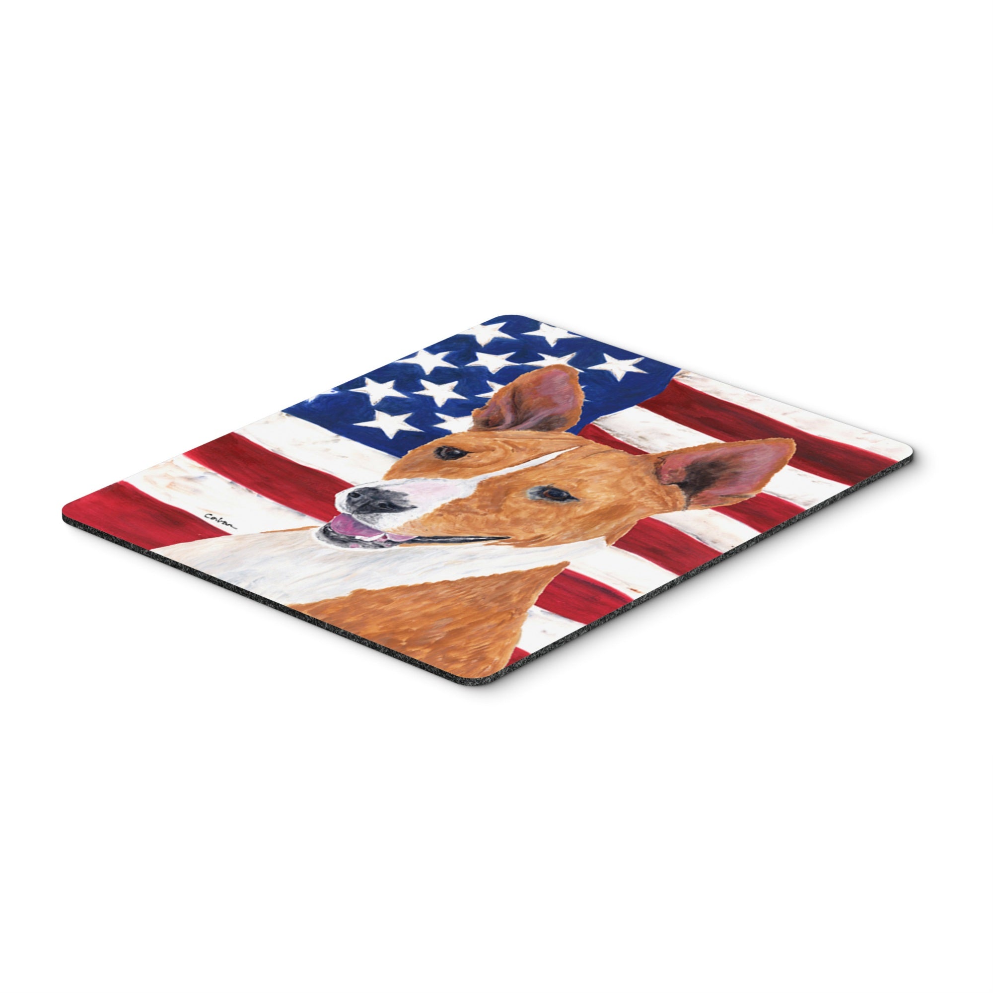 Caroline'S Treasures Mouse/Hot Pad/Trivet, Usa American Flag With Basenji (Sc9033Mp)