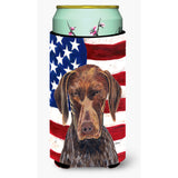 Usa American Flag With German Shorthaired Pointer Tall Boy Beverage Insulator Beverage Insulator Hugger