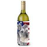 Caroline'S Treasures Sc9110Literk Usa American Flag With Schnauzer Wine Bottle Koozie Hugger, 750 Ml, Multicolor