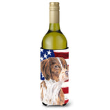 Caroline'S Treasures Sc9112Literk Usa American Flag With Brittany Wine Bottle Koozie Hugger, 750 Ml, Multicolor