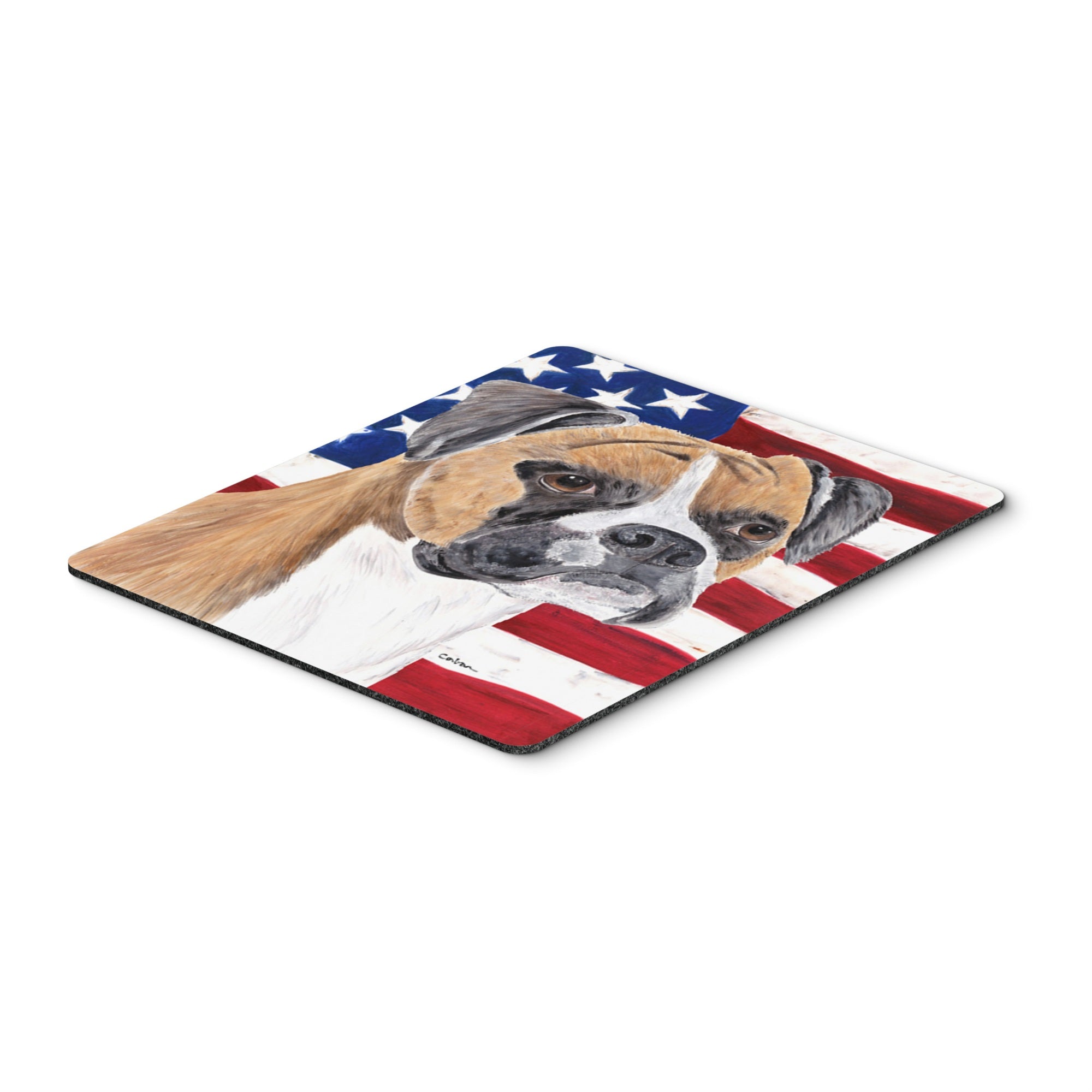 Caroline'S Treasures Mouse/Hot Pad/Trivet, Usa American Flag With Boxer (Sc9113Mp)