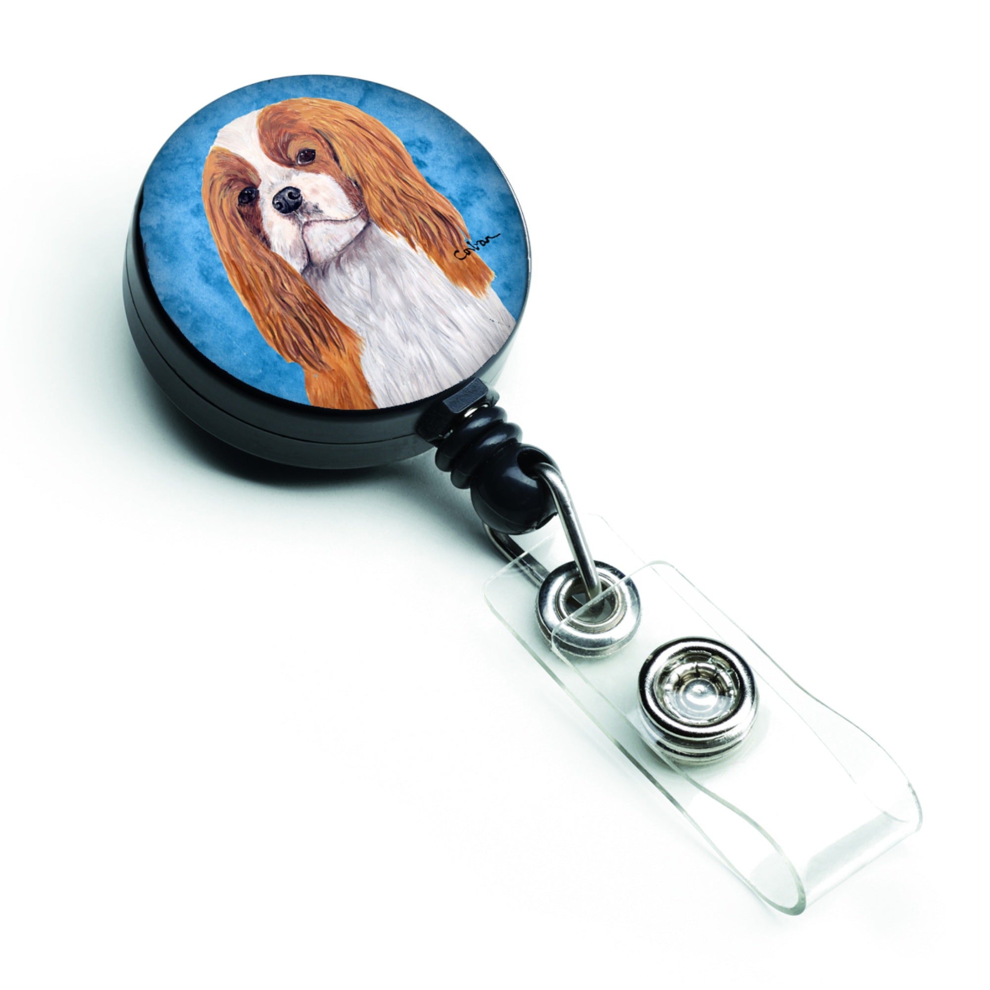 Caroline'S Treasures Cavalier Spaniel Retractable Badge Reel Or Id Holder With Clip, Multicolor (Sc9118Bu-Br)