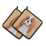 Caroline'S Treasures Sc9118Pthd Cavalier Spaniel Wipe Your Paws Pot Holders (1 Pair), 7.5 X 7.5, Multicolor