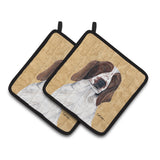Caroline'S Treasures Springer Spaniel Wipe Your Paws Pair Of Pot Holders Sc9131Pthd, 7.5Hx7.5W, Multicolor