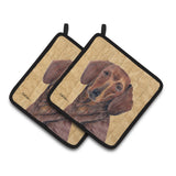 Caroline'S Treasures Dachshund Wipe Your Paws Pair Of Pot Holders Sc9137Pthd, 7.5Hx7.5W, Multicolor