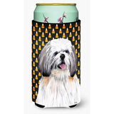 Shih Tzu Candy Corn Halloween Portrait Tall Boy Beverage Insulator Beverage Insulator Hugger