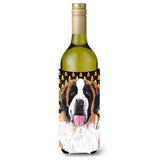 Saint Bernard Candy Corn Halloween Portrait Wine Bottle Beverage Insulator Beverage Insulator Hugger