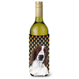 Welsh Springer Spaniel Candy Corn Halloween Portrait Wine Bottle Beverage Insulator Beverage Insulator Hugger