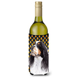 Springer Spaniel Candy Corn Halloween Portrait Wine Bottle Beverage Insulator Beverage Insulator Hugger