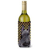 Scottish Terrier Candy Corn Halloween Portrait Wine Bottle Beverage Insulator Beverage Insulator Hugger
