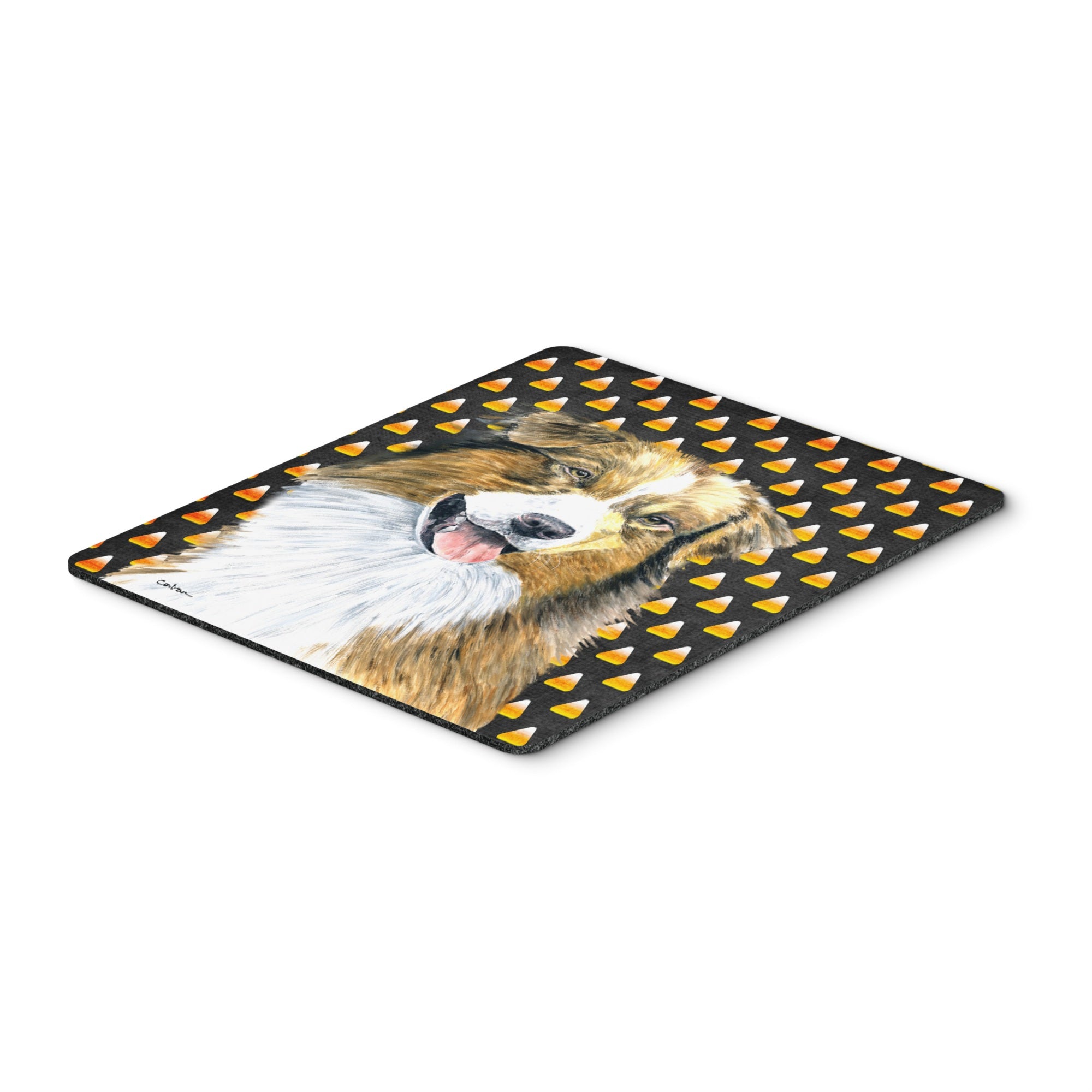 Caroline'S Treasures Mouse/Hot Pad/Trivet, Australian Shepherd Candy Corn Halloween Portrait (Sc9195Mp)