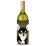Chihuahua Candy Corn Halloween Portrait Wine Bottle Beverage Insulator Beverage Insulator Hugger