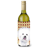 Bichon Frise Fall Leaves Portrait Wine Bottle Beverage Insulator Beverage Insulator Hugger