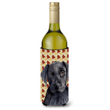 Labrador Black Fall Leaves Portrait Wine Bottle Beverage Insulator Beverage Insulator Hugger