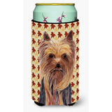 Yorkie Fall Leaves Portrait Tall Boy Beverage Insulator Beverage Insulator Hugger