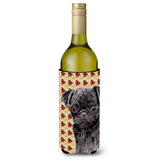 Pug Black Fall Leaves Portrait Wine Bottle Beverage Insulator Beverage Insulator Hugger