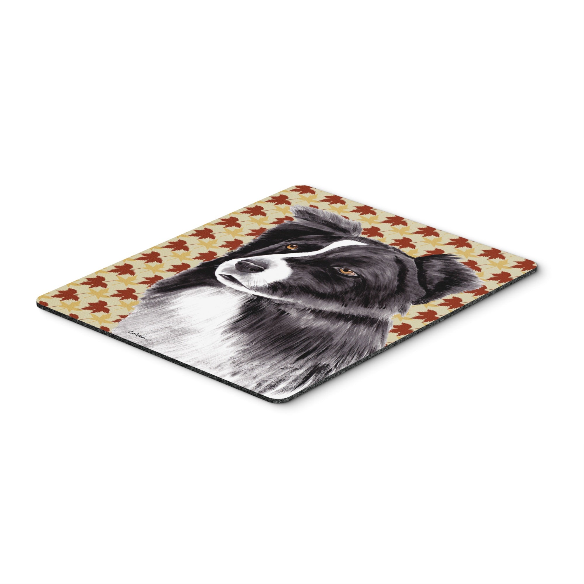 Caroline'S Treasures Border Collie Fall Leaves Portrait Mouse Pad/Hot Pad/Trivet (Sc9207Mp)