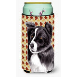 Border Collie Fall Leaves Portrait Tall Boy Beverage Insulator Beverage Insulator Hugger