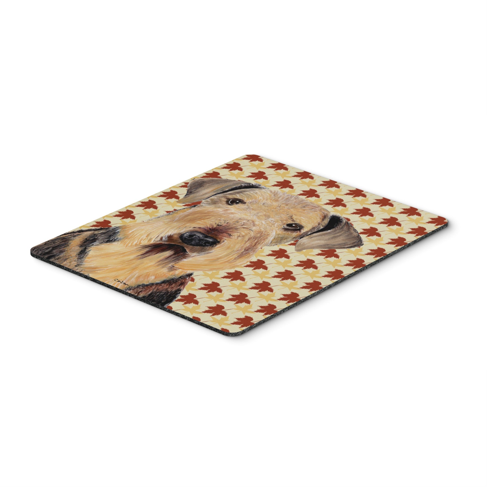 Caroline'S Treasures Airedale Fall Leaves Portrait Mouse Pad/Hot Pad/Trivet (Sc9213Mp)
