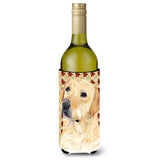 Labrador Yellow Fall Leaves Portrait Wine Bottle Beverage Insulator Beverage Insulator Hugger