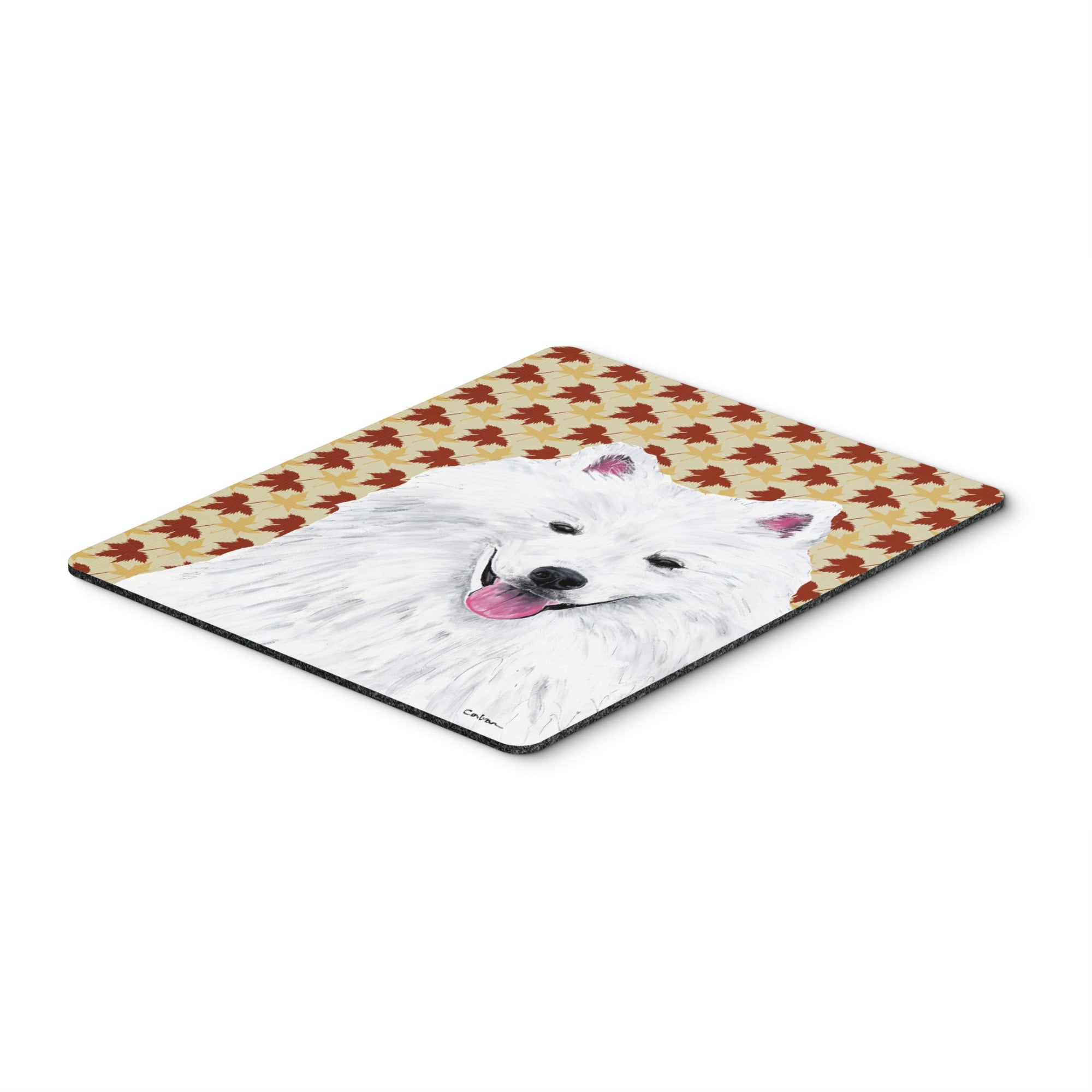 Caroline'S Treasures American Eskimo Fall Leaves Portrait Mouse Pad/Hot Pad/Trivet (Sc9218Mp)