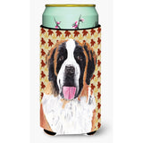 Saint Bernard Fall Leaves Portrait Tall Boy Beverage Insulator Beverage Insulator Hugger