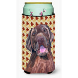Labrador Chocolate Fall Leaves Portrait Tall Boy Beverage Insulator Beverage Insulator Hugger