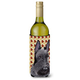Scottish Terrier Fall Leaves Portrait Wine Bottle Beverage Insulator Beverage Insulator Hugger