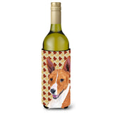 Basenji Fall Leaves Portrait Wine Bottle Beverage Insulator Beverage Insulator Hugger