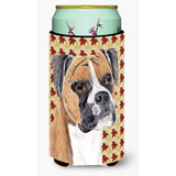 Boxer Fall Leaves Portrait Tall Boy Beverage Insulator Beverage Insulator Hugger