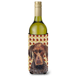 German Shorthaired Pointer Fall Leaves Portrait Wine Bottle Beverage Insulator Beverage Insulator Hugger