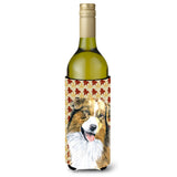 Australian Shepherd Fall Leaves Portrait Wine Bottle Beverage Insulator Beverage Insulator Hugger Sc9237Literk