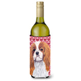 Cavalier Spaniel Hearts Valentine'S Day Portrait Wine Bottle Beverage Insulator Beverage Insulator Hugger