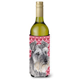 Caroline'S Treasures Sc9246Literk Schnauzer Hearts Love And Valentine'S Day Portrait Wine Bottle Koozie Hugger, 750 Ml, Multic