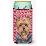 Caroline'S Treasures Yorkie Hearts Love And Valentine'S Day Portrait Koozie Hugger, Tall, Multicolor